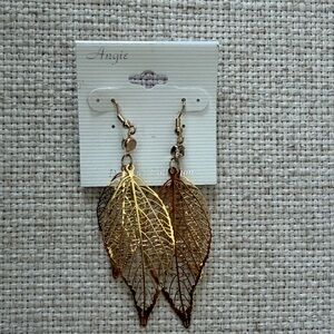 Angie Gold and Brown Leaf Earrings